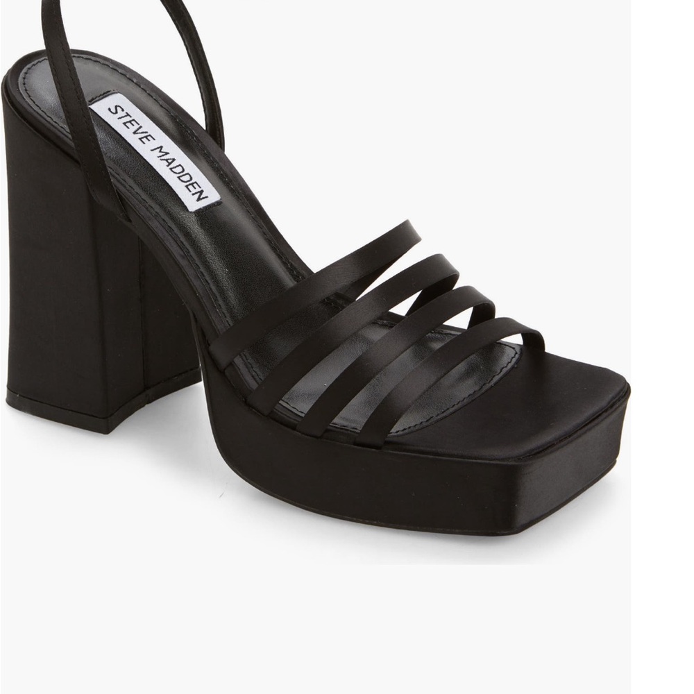 Steve Madden Heels Disco Black Platform Sandals New with Tags - Picture 7 of 14